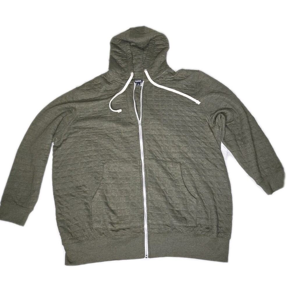 KINGSIZE Waffle-Knit Hoodie Full Zip Size 2XL Big And Tall